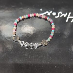 Colorful Beaded 'MAMA' Shell Hearts Bracelet